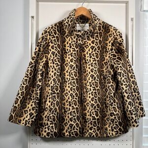 Jaclyn Smith Leopard-Print Faux Fur Jacket in Tan & Black